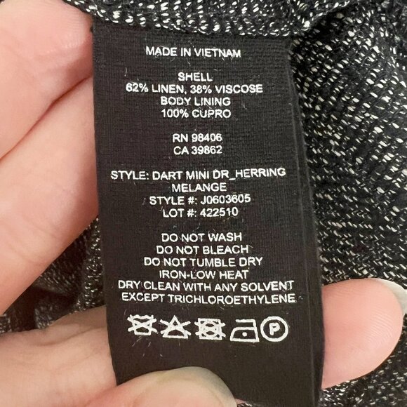 Theory Dart Mini Midi Dress In Herringbone Linen Fit & Flare Formal Work Office - Picture 5 of 11